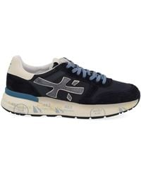 Premiata - Dark Base Sneakers With Light Laces And Cream Heel Accent - Lyst