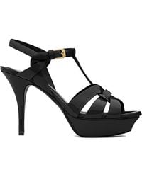 Saint Laurent - Beveled Platform Sandals With Intertwining Straps - Lyst