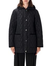 Burberry - Quilted Nylon Parka Jacket With Adjustable Drawstring Waist And Hood - Lyst