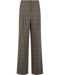 Pinko - Checkered Wide-Leg Trousers With Elastic Waist - Lyst