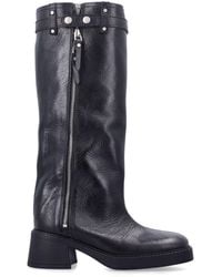Miista - Izolda Brush-Off Leather Pull-On Boots With Adjustable Strap & Block Heel (6.5 Cm) - Lyst