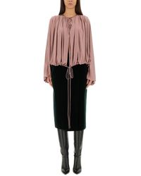 Saint Laurent - Drawstring Gathered-Shoulder Blouse - Lyst