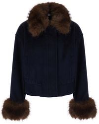 Self-Portrait - Jacket With Removable Faux Fur Details - Lyst