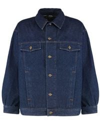 A.P.C. - Cropped Denim Jacket With Classic Collar - Lyst