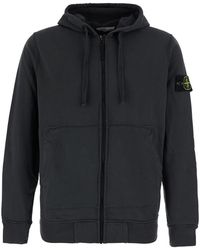 Stone Island - Hooded Sweatshirt With Fixed Hood And Logo Patch On The Sleeve - Lyst