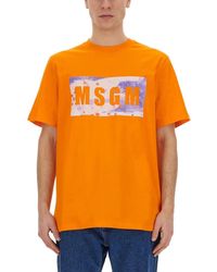 MSGM - Crew Neck T-Shirt - Lyst