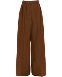 Dries Van Noten - Belted Striped Wool-Blend Wide-Leg Pants - Lyst