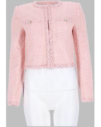 Self-Portrait - Textured Cropped Bouclé Jacket - Lyst
