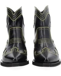 Ganni - Embroidered Low Shaft Boots - Lyst