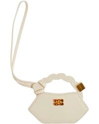 Ganni - Leather Mini Pochette Keychain With Mirror - Lyst