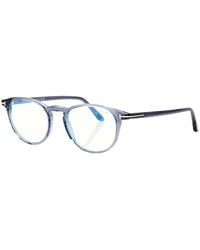 Tom Ford - Eyeglasses Round Full Rim, Havana Frame And Clear/-Light Block Lenses Lens Ft5803-B054 - Lyst