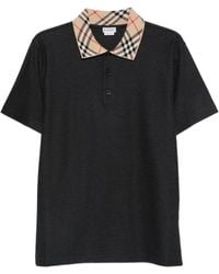 Burberry - Check-Collar Cotton Polo Shirt - Lyst