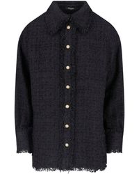 Balmain - Fringe-Trim Tweed Shirt Jacket - Lyst