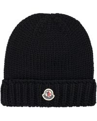 Moncler - Mini Ribbed-Knit Beanie With Tricolor Logo Patch - Lyst