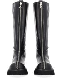 Moschino - Leather Knee-High Boots With Front Zipper - Lyst