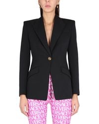 Versace - Single Breasted Jacket With Reverse Detail - Lyst