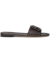 Fendi - Wide-Band Slide Sandals With Ff Baguette Motif - Lyst