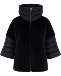 Herno - Down Jacket With Faux Fur Sleeves Polyester - Lyst
