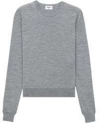 Saint Laurent - Fitted Crew Neck Sweater With Cassandre Embroidery - Lyst