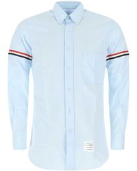 Thom Browne - Light Long-Sleeve Button-Up Shirt With Contrast Stripes - Lyst