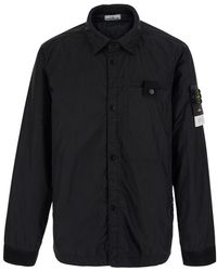 Stone Island - Jacket With Logo Patch On The Sleeve And Crinkled Design - Lyst