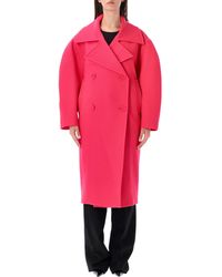 Balenciaga - Long Cocoon Wool Jacket With Sculptural Cinched Volume, Double-Breasted - Lyst