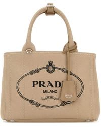 Prada - Beige Canvas Small Jardinière Handbag - Lyst