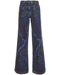 Etro - Jeans With Patch Logo On The Back And All-Over Print - Lyst