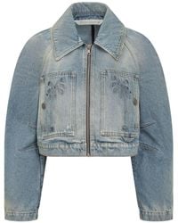 Palm Angels - Paris Distressed Cropped Denim Jacket - Lyst