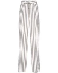 Kiton - Wide-Leg Vertical Striped Silk Trousers - Lyst