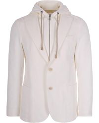 Eleventy - Adjustable Hooded Casual Jacket With Internal Placket - Lyst