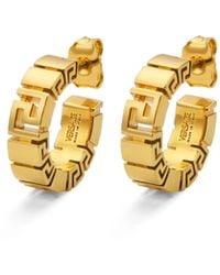 Versace - Mini Hoop Earrings With Greek Motif - Lyst