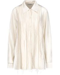 Our Legacy - Cream Tuxedo-Style Pleated Viscose-Blend Blouse - Lyst