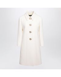 Gucci - Padded-Shoulder Wool Natté Coat With Double G Button Closure - Lyst