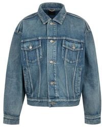 Saint Laurent - Inspired Denim Jacket With Button Front And Pockets - Lyst