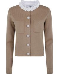 Self-Portrait - Ruffle Collar Button-Front Cardigan Sweater - Lyst
