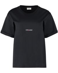 Saint Laurent - Cotton Logo T-Shirt - Lyst