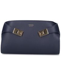 Ferragamo - Leather Clutch Bag With Gancini Detail - Lyst