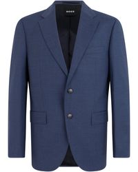 BOSS - Single-Breasted Wool Blazer With Classic Collar And Side Pockets - Lyst