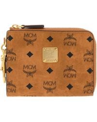 MCM - Mini Canvas Card Holder With Golden Hardware (12 Cm X 9 Cm) - Lyst