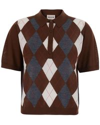 Semicouture - Virgin Wool Polo-Collar Diamond Motif Sweater - Lyst