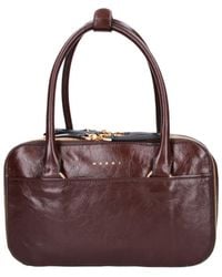 Marni - Leather Top-Handle Tote Bag - Lyst