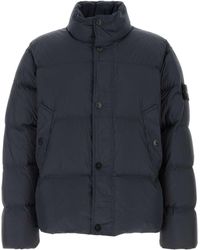 Stone Island - Navy Blue Nylon Down Jacket - Lyst