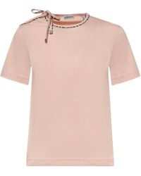 Burberry - Check Bow Cotton T-Shirt - Lyst