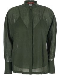 Max Mara - Sheer Long-Sleeve Button-Up Blouse - Lyst