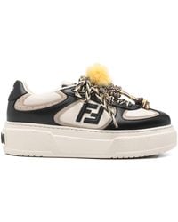 Fendi - Platform Sneakers With Embellished Charms And Appliqué Details - Lyst