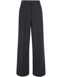 Jucca - Wool-Blend High-Waist Striped Trouser Pants With Front Zip - Lyst