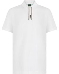 BOSS - Short-Sleeve Cotton Polo Shirt With Zip Collar - Lyst
