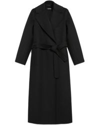 Max Mara - Hand-Sewn Double-Drape Pure Wool Belted Jacket With Lapel Collar & Silk-Lined Sleeves - Lyst