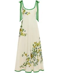 ALÉMAIS - Fitted Linen Dress With Scoop Neck And Shirred Back - Lyst